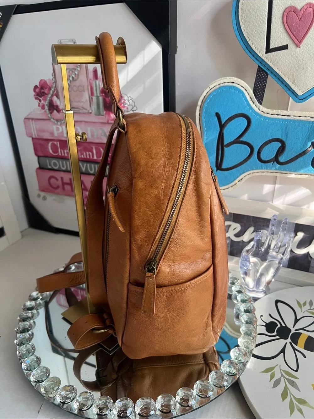 C&C California Brown Leather Backpack